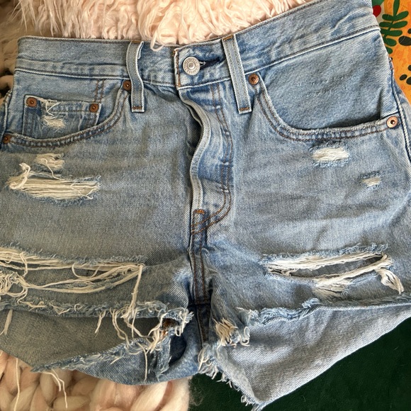Levi's Pants - LEVI Distressed Light Blue Denim Shorts SZ 27